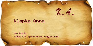 Klapka Anna névjegykártya