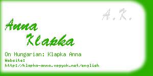 anna klapka business card